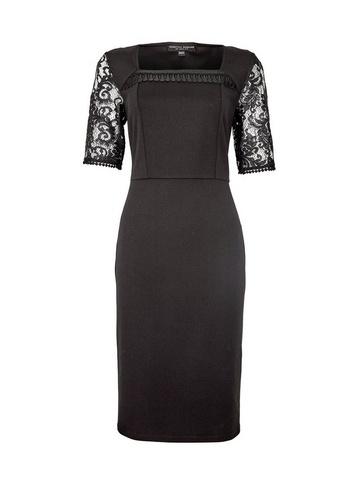 Dorothy Perkins *black Lace Trim Pencil Dress