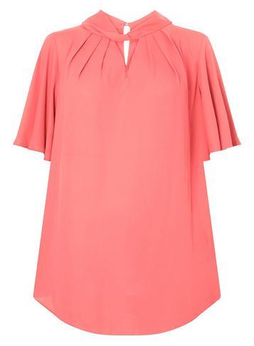 Dorothy Perkins Dp Curve Pink Twist Tie Knot Neck Top