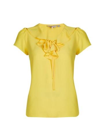 *billie & Blossom Petite Yellow Tie Ruffle Top