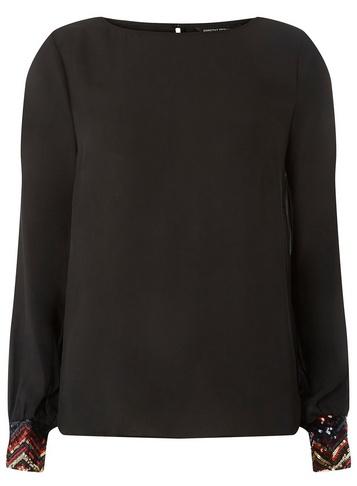 Dorothy Perkins Black Sequin Cuff Blouse