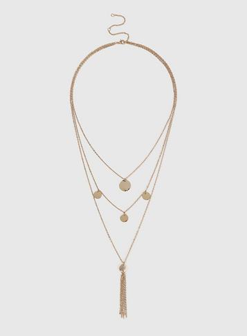 Dorothy Perkins Gold Look Disc Multirow Necklace