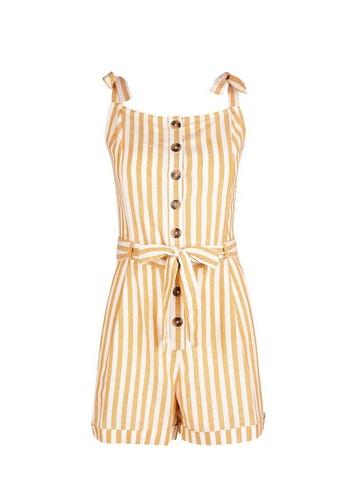 Dorothy Perkins Yellow Linen Striped Playsuit