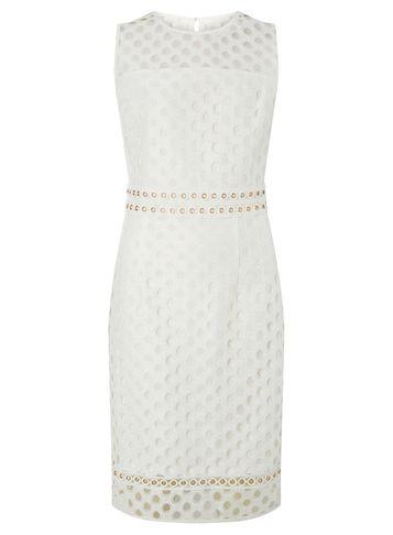 Dorothy Perkins Ivory Eyelet Waist Lace Pencil Dress