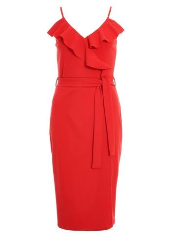 *quiz Red Frill Wrap Front Dress
