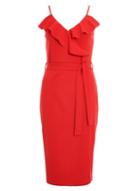 *quiz Red Frill Wrap Front Dress