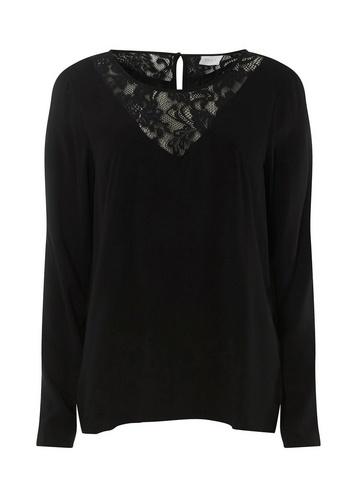 Dorothy Perkins *vila Black Lace Neck Long Sleeve Top