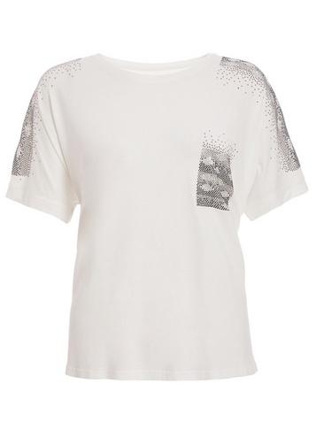 *quiz Cream Diamante Pocket T-shirt