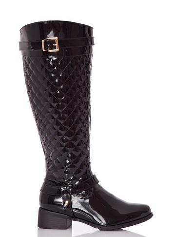 Dorothy Perkins *quiz Black Quilted Knee High Boots