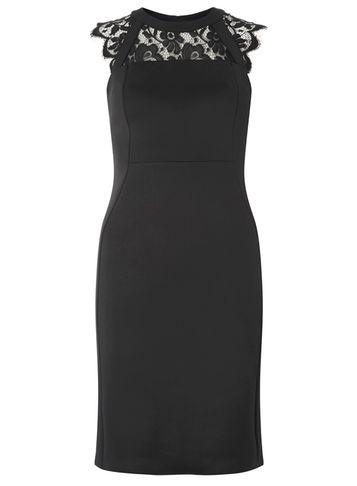 Dorothy Perkins Black Lace And Scuba Pencil Dress