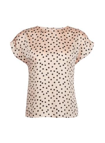 Dorothy Perkins Petite Blush Satin Spot Print Top