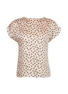 Dorothy Perkins Petite Blush Satin Spot Print Top