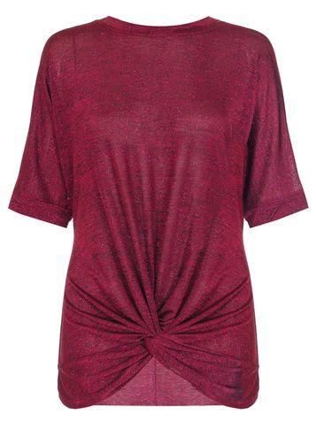 Dorothy Perkins *quiz Red Glitter Knot Front Top