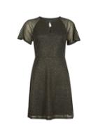 Dorothy Perkins Petite Gold Shimmer Fit And Flare Dress