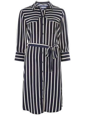 Dorothy Perkins *tall Navy Striped Placket Shirt Dress