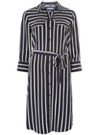 Dorothy Perkins *tall Navy Striped Placket Shirt Dress
