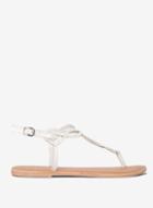 Dorothy Perkins Wide Fit White Leather Farah Sandals