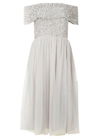 Dorothy Perkins *showcase Grey Camille Bardot Skater Dress