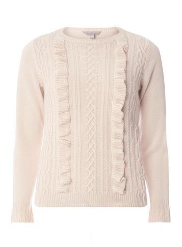 Dorothy Perkins Petite Blush Ruffle Cable Front Jumper