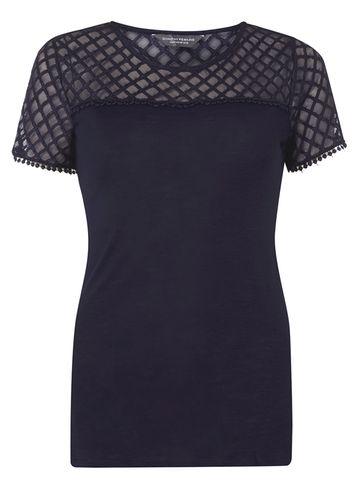 Dorothy Perkins *tall Navy Lace Yoke T-shirt