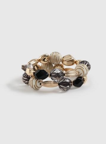 Dorothy Perkins 2 Pack Black And Gold Bead Bracelet