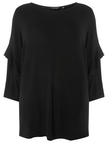 Dorothy Perkins *dp Curve Black Twist Frill Sleeve T-shirt
