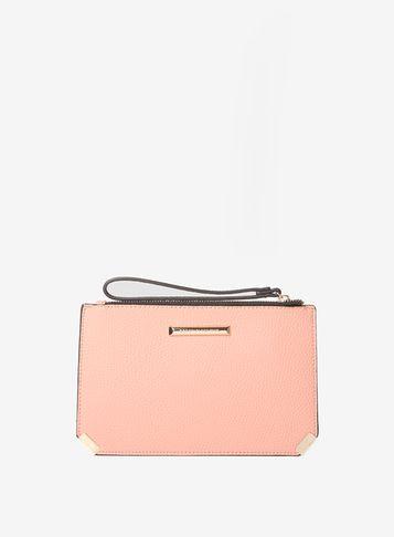 Dorothy Perkins Peach Metal Corner Wristlet Clutch Bag