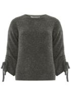 Dorothy Perkins Petite Charcoal Ruched Sleeve Jumper