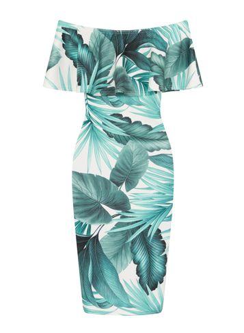 Dorothy Perkins *girls On Film Palm Print Scuba Fit Dress