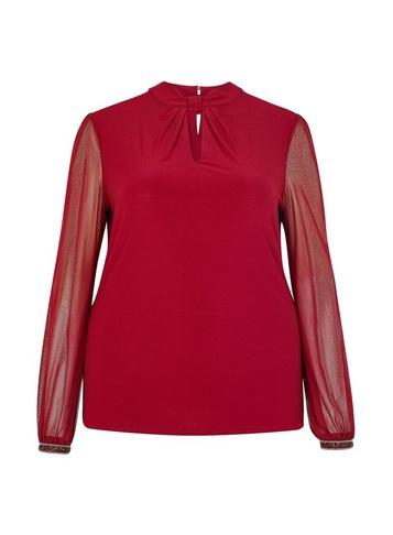 *billie & Blossom Curve Wine Knot Neck Blouse