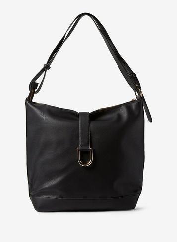 Dorothy Perkins Black Metal D-ring Hobo Bag