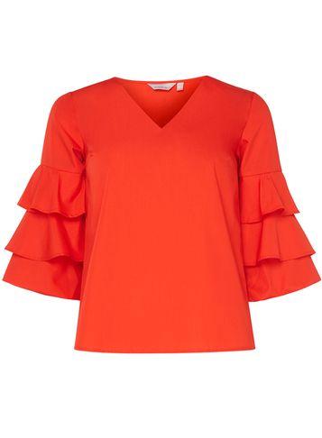 Dorothy Perkins Petite Red Puff Sleeve Top