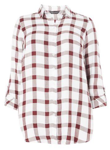 Dorothy Perkins Dp Curve Berry And White Check Shirt