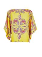 Dorothy Perkins Yellow Paisley Print Batwing Sleeve Top