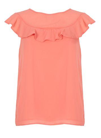 Dorothy Perkins *izabel London Coral Frill Neck Blouse