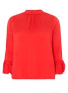 Dorothy Perkins Red Tie Cuff High Neck Blouse