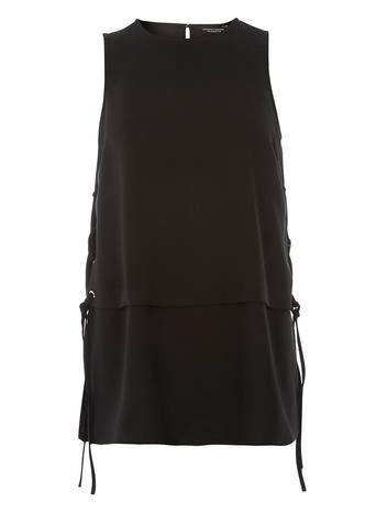 Dorothy Perkins Black Eyelet Side Top