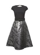 *luxe Black Belted Jacquard Midi Dress