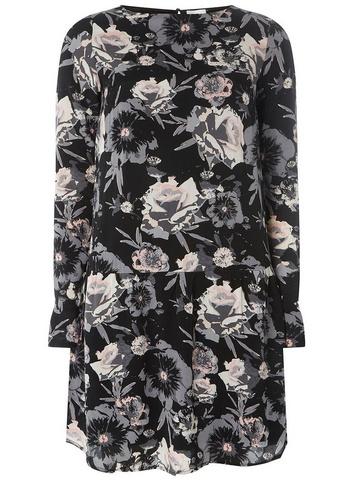 *vila Black Floral Print Skater Dress