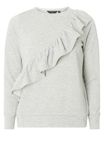 Dorothy Perkins Grey Frill Front Sweat Top