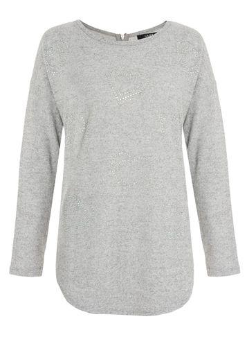 Dorothy Perkins *quiz Grey Diamante Heart Jumper