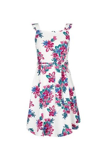 Dorothy Perkins White Ruffle Tie Fit And Flare Dress