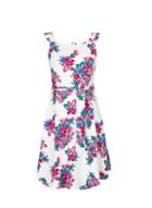 Dorothy Perkins White Ruffle Tie Fit And Flare Dress