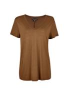 Dorothy Perkins Khaki V-neck Viscose T-shirt