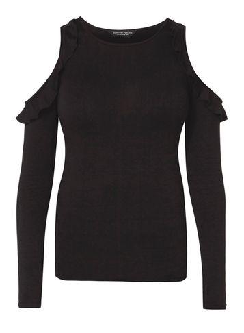 Dorothy Perkins Black Ruffle Cold Shoulder Top