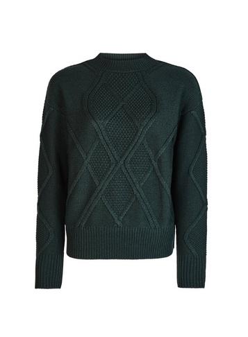 Dorothy Perkins Green High Neck Cable Jumper