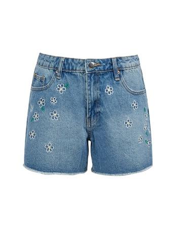 Dorothy Perkins Blue Daisy Embroidered Shorts