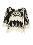 Dorothy Perkins *izabel London Black Crochet Trim Blouse