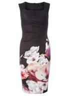 Dorothy Perkins *scarlett B Black Floral Border 'lydia' Dress