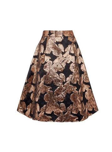 *luxe Brown Printed Jacquard Skirt