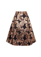 *luxe Brown Printed Jacquard Skirt